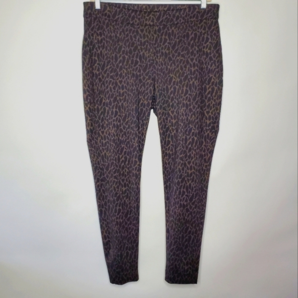 Chico's‎ Tailored Ponte Knit Pants Size 16 Tall Pull-on Stretch Animal Print